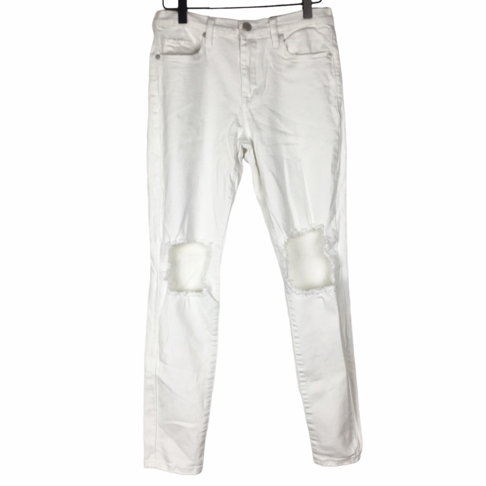 BLANK NYC Jeans Mid-Rise Skinny Distressed Ripped Knee Stretch Denim Size 28